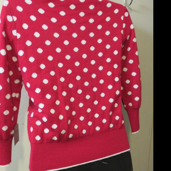 SUNNY LEIGH CARDIGAN*MEDIUM*RED AND WHITE*cotton - Picture 5 of 7